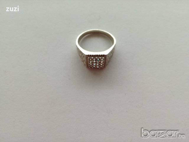 Сребърен мъжки пръстен  с бели  циркони - сребро проба 925, снимка 4 - Пръстени - 18222812