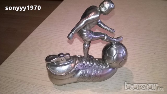 Ретро метална запалка с футболист 14/14/5см-внос швеицария, снимка 4 - Антикварни и старинни предмети - 16451557