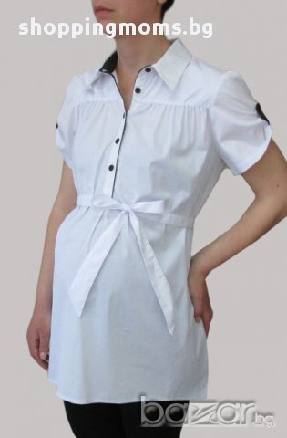 Риза за бременни и макси дами 08306 във бяло , снимка 2 - Дрехи за бременни - 11127916