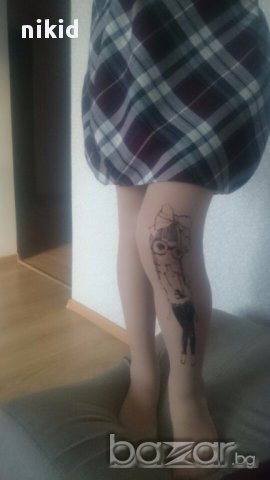 ефектен дамски чорапогащник принт татос момиче, снимка 3 - Бельо - 17056838