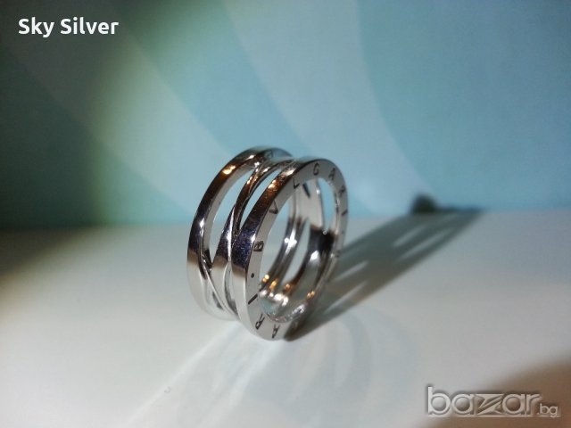Сребърен пръстен, модел на BVLGARI, снимка 3 - Пръстени - 20244768
