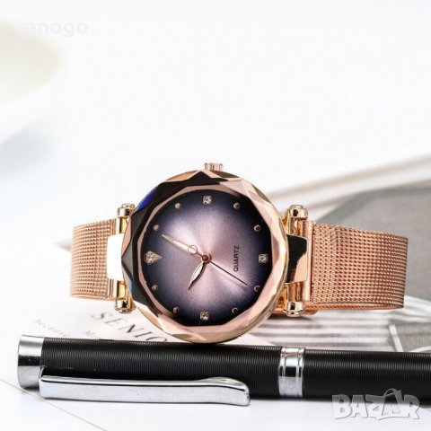 Красив дамски часовник с метална каишка верижка черно сиво, снимка 2 - Дамски - 22939420