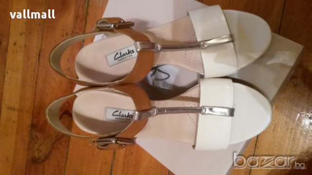 Сандали Clarks Orleans White&Brown Wedge Leather Sandals, снимка 3 - Сандали - 12407534