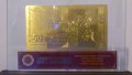 Сувенири 50 златни лева банкноти в стъклена поставка и масивно дърво + Сертификат, снимка 4