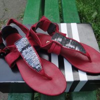 Червени кожени дамски сандали "Ingiliz" / "Ингилиз" (Пещера), естествена кожа, летни обувки, чехли, снимка 5 - Сандали - 7608732