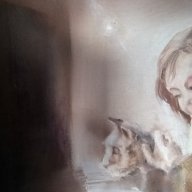  картина-дете с коте, снимка 3 - Картини - 9569182
