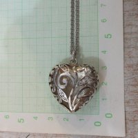 Синджир с ажурно сърце сребърни - 21,2 гр., снимка 2 - Колиета, медальони, синджири - 22460101