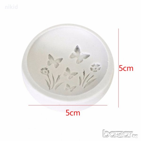 Пеперуди и цветя в кръг силиконов молд форма украса декор торта фондан шоколад сапун, снимка 1