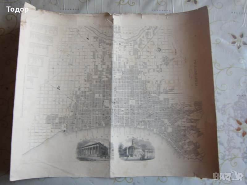 Стара карта Филаделфия 1840, снимка 1