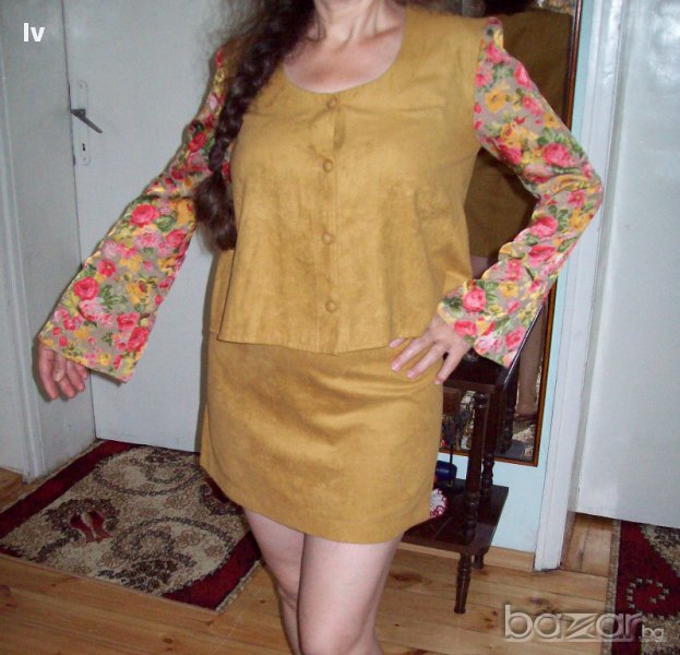 ПРОМО -50%! S. ЕФЕКТЕН ЛЕТЕН КОСТЮМ С ДАНТЕЛЕНИ РЪКАВИ. БГ производство., снимка 1