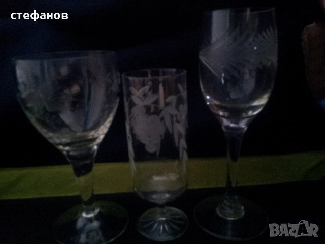 Три вида по четири чаши за концентрат стъклени от едно време, снимка 8 - Чаши - 24084318