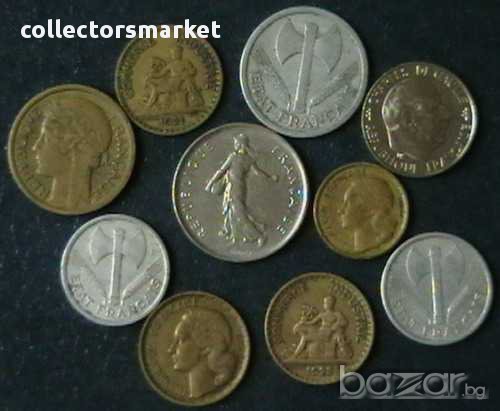 лот 10 монети, Франция, снимка 2 - Нумизматика и бонистика - 8391577