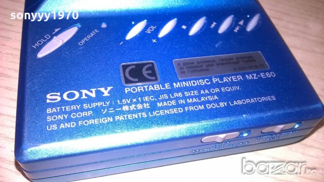 Sony mz-e60-portable minidisc player-внос швеицария, снимка 13 - Ресийвъри, усилватели, смесителни пултове - 18474083