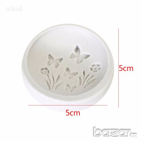 Пеперуди и цветя в кръг силиконов молд форма украса декор торта фондан шоколад сапун