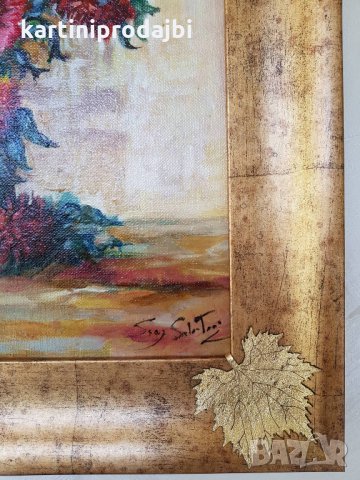 Маслена картина "Ваза с цветя" италиански художник , снимка 9 - Картини - 22853606