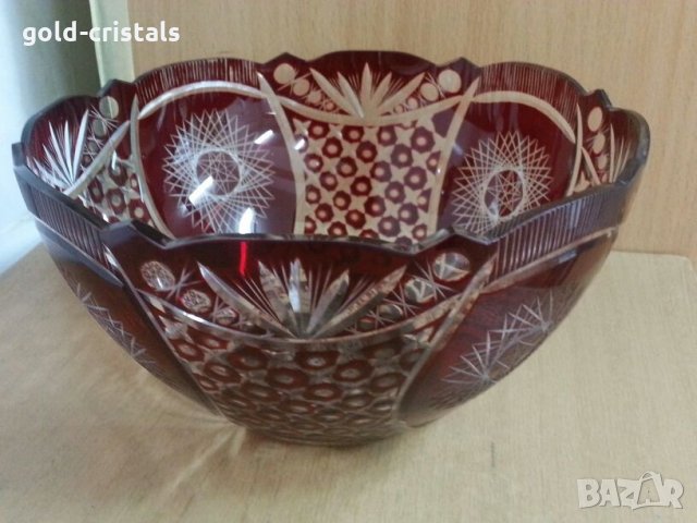  кристална купа цветен червен кристал, снимка 2 - Антикварни и старинни предмети - 25655524