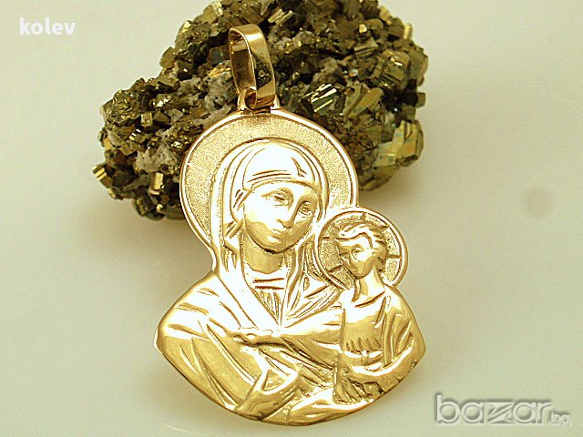 златен медальон Богородица с Младенеца 2.22 грама/14 карата, снимка 3 - Колиета, медальони, синджири - 11141950