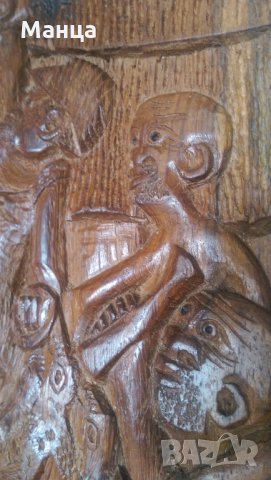 Африканска дърворезба пано, снимка 4 - Антикварни и старинни предмети - 22479980