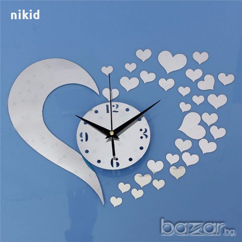сърце сърца огледален стенен часовник уникален атрактивен дизайн 3D Свети Валентин стена