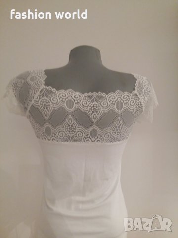  Дамска тениска с дантела, снимка 2 - Тениски - 23366428