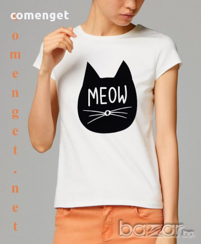 Хит! Дамски тишърт MEOW CAT КОТЕ! Поръчай тениска С Твоя Снимка или идея!, снимка 2 - Тениски - 12383520
