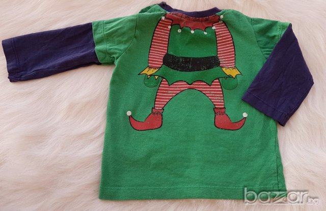 Коледни блузки 6-9 месеца, снимка 3 - Бебешки блузки - 19870138
