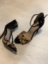 Дамски леопардови сандали с естествен косъм по пони, снимка 1