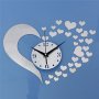 сърце сърца огледален стенен часовник уникален атрактивен дизайн 3D Свети Валентин , снимка 1 - Стенни часовници - 17397297