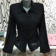 Дамска Риза с перли черна и бяла, снимка 2 - Ризи - 10276055