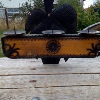 Старинен свещник от ковано желязо, снимка 2 - Антикварни и старинни предмети - 16781420