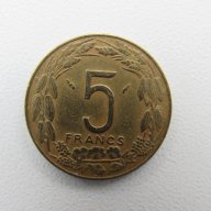 Централни Африкански Щати - 5 франка, 1981 г.,перфектна- 60L, снимка 2 - Нумизматика и бонистика - 16217773