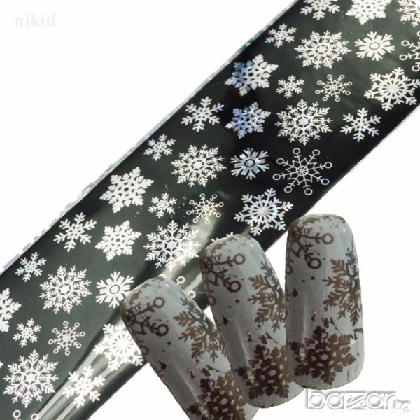 снежинки декорация декоративно фолио лента за нокти маникюр 3д различни 100cmx4cm, снимка 1