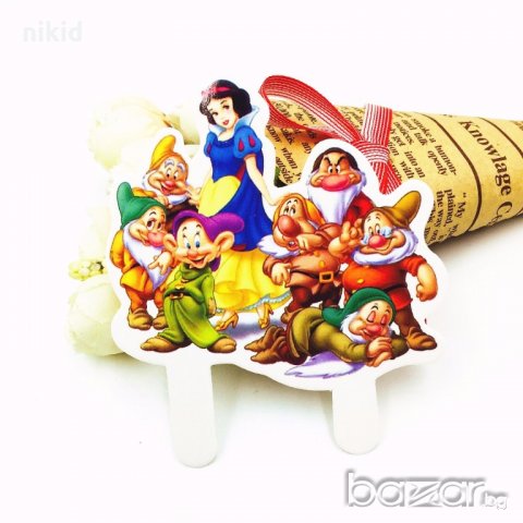 25 бр Снежанка и седемте джуджета къси картонени топери за мъфини декорация уксара