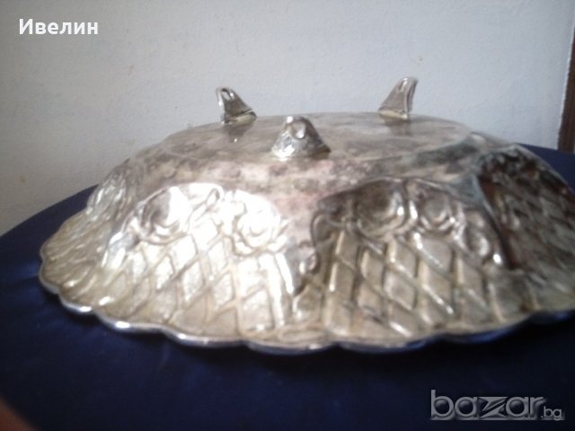 посребрена метална купа, фруктиера арт деко, снимка 5 - Антикварни и старинни предмети - 21103263