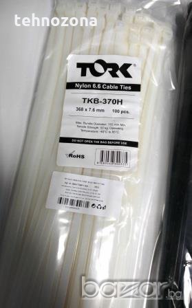 Кабелни превръзки бели/черни 368х7,6 TORK UV -40/+85°C 100бр., снимка 2 - Строителни материали - 19955894