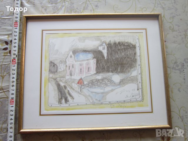 Страхотна стара картина офорт литография , снимка 2 - Картини - 25684931