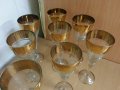 Стари стъклени чаши гравирани с златен кант, снимка 2