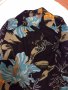Черна риза със синьо - зелени цветя, снимка 2