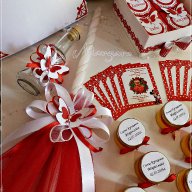 Комплект за кръщене в червено и бяло с пеперуди и подаръчета, снимка 3 - Подаръци за кръщене - 16474082