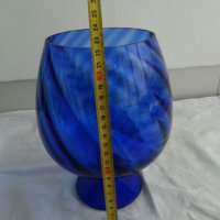 Кристална купа ваза чаша кобалт , снимка 2 - Антикварни и старинни предмети - 23822318