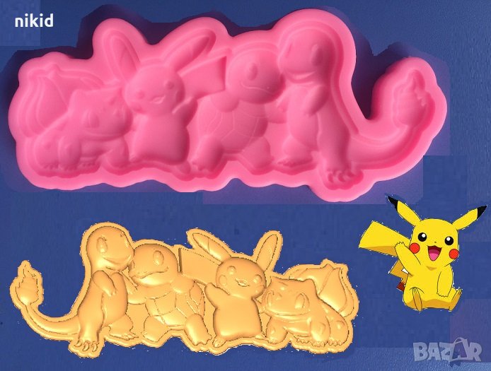 Покемон Пикачу Pikachu Pokemon силиконов молд форма за украса декорация торта фондан шоколад сладки , снимка 1