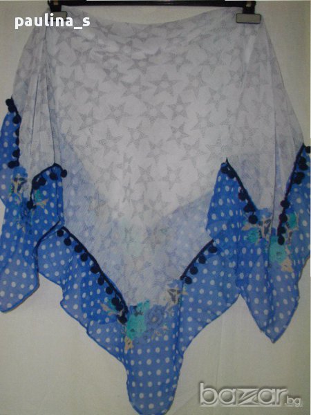 ШАЛ ЗА ВСИЧКИ СЕЗОНИ от копринена органза с декорации / голям шал, снимка 1