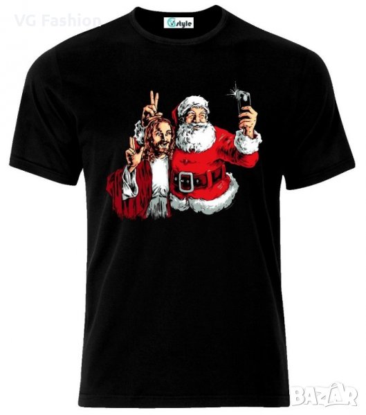 Мъжка тениска Jesus Christ And Santa Claus Selfie Funny, снимка 1