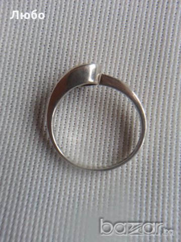 Сребърен дамски пръстен, гривна, синджирче с кристално сърце със сребърен обков, снимка 2 - Пръстени - 17658940