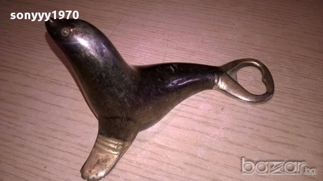 Тюлен-отварачка-масивна и стилна-14х9х8см-внос швеицария, снимка 5 - Антикварни и старинни предмети - 18146792