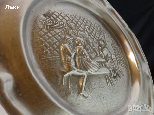 Старинна чиния,пано от калай Гостилница.  , снимка 2 - Антикварни и старинни предмети - 25843687