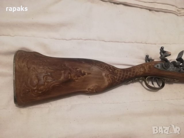 Ловна стара пушка двуцевка с външни удърници и декорации - реплика!, снимка 6 - Бойно оръжие - 21658598