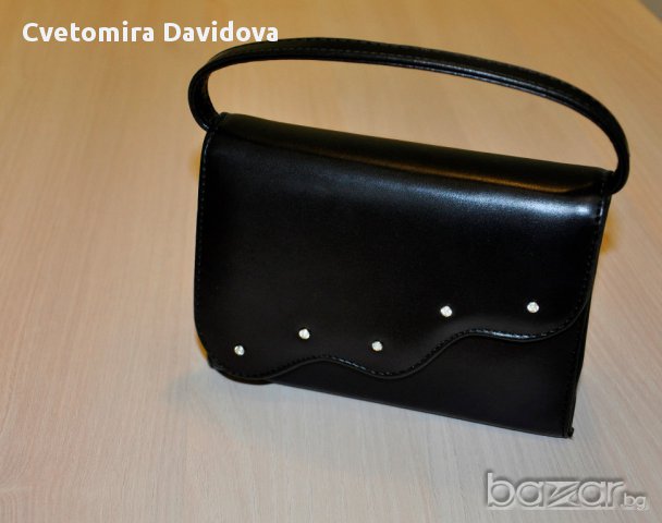 Бална черна кожена чанта, снимка 2 - Чанти - 17234035
