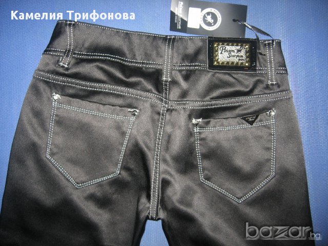 Poison scorpion jeans - плътен панталон с еластичност и сатенен ефект, снимка 4 - Панталони - 9141962