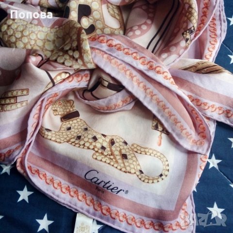 Резервиран! ' Cartier' PARIS коприна оригинал голям шал, снимка 1
